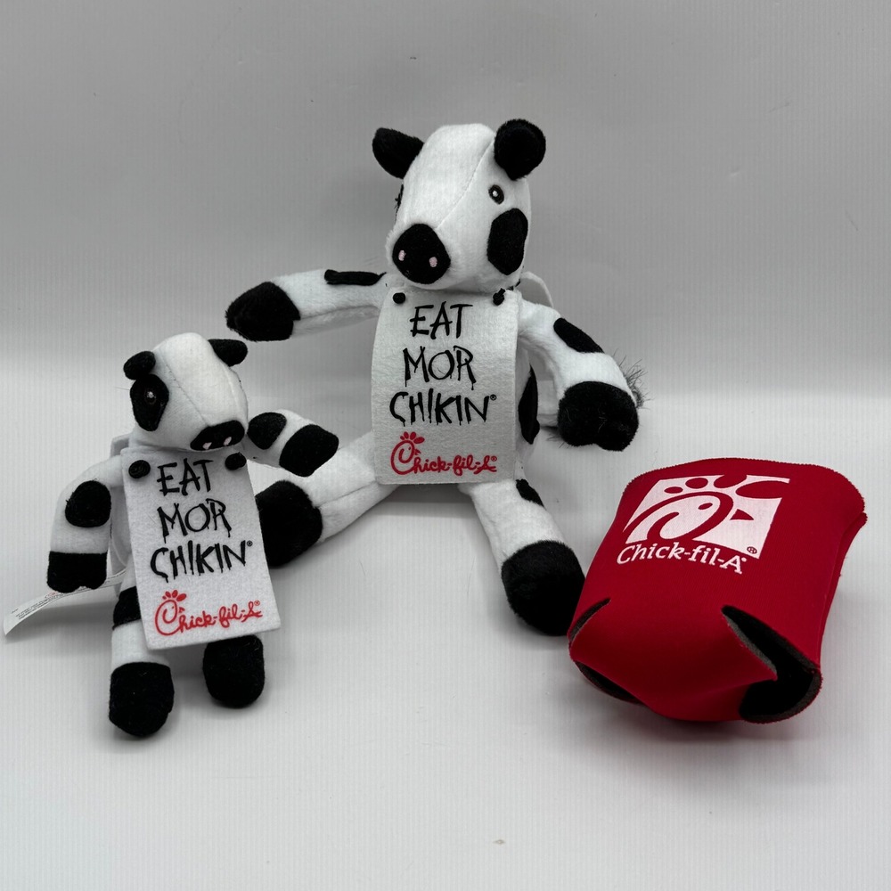 Chick-fil-A Plush Cow Plush Toy Bundle Eat Mor Chikin Koozie Advertising